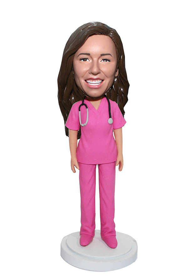 Custom Doctor Babble Head Female Physician Doll - Click Image to Close